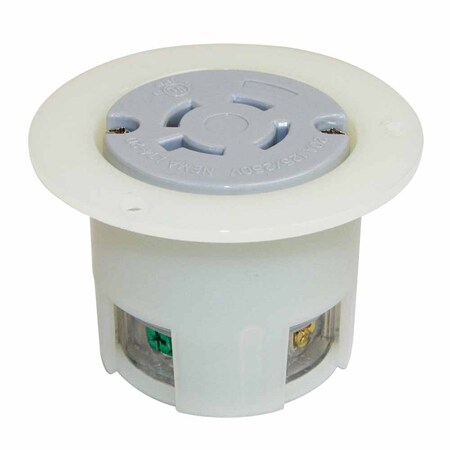 Superior Electric Flanged Locking Receptacle, L14-20R, 20 A, 125/250V AC, 3 Pole, White YGF040F